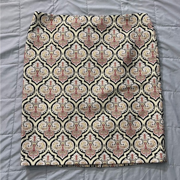 New Talbots Damask brocade Gold Ivory Pink Black Pencil Skirt 18 - Picture 2 of 6